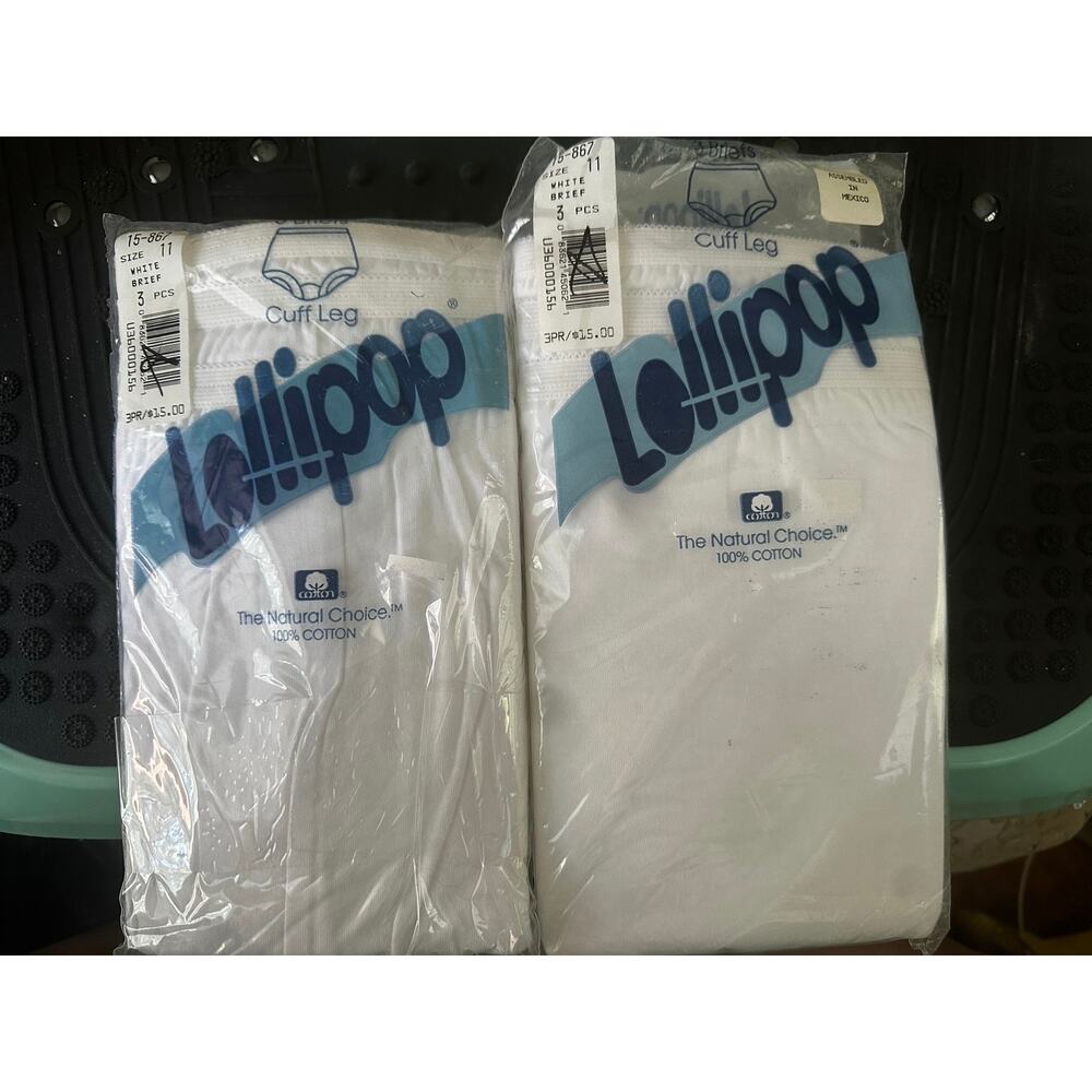2X New VTG Womens Lollipop Elastic Leg Size 11 White Briefs 6 pair 48-49